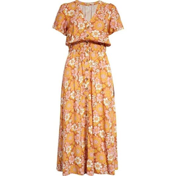 ✨Marine Layer Annika Floral Print Smocked Midi Sz XS Dress✨ - Picture 9 of 14